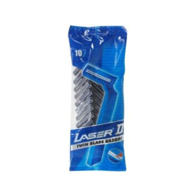 Laser II Twin Blade Disposable Razors 10's <br> Pack size: 20 x 10's <br> Product code: 282358