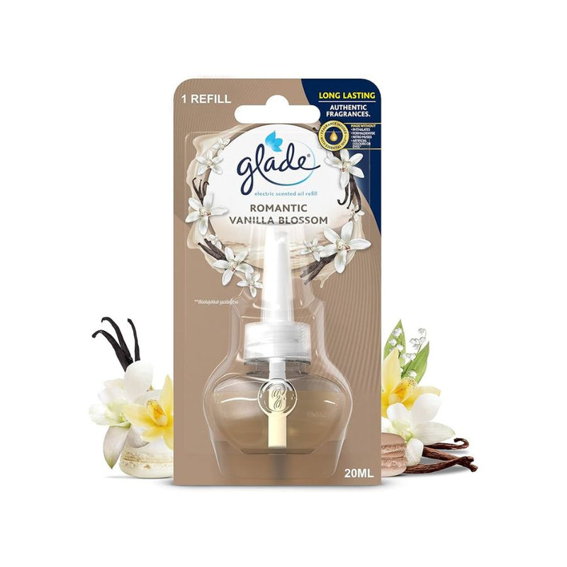 Glade Plug-In Refill Romantic Vanilla Blossom 20ml <br> Pack size: 6 x 20ml<br> Product code: 545061