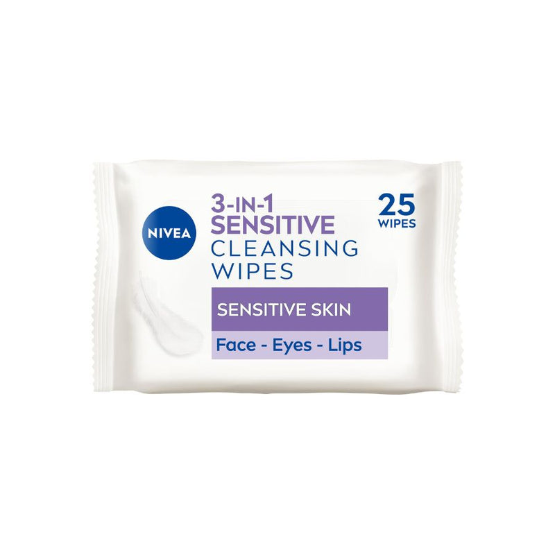 Nivea Biodegradable 3 in 1 Wipes Dry Sensitive 25's <br> Pack size: 6 x 25's <br> Product code: 224880