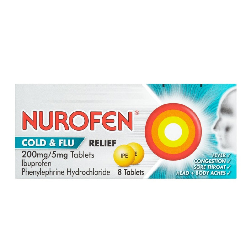 Nurofen Cold & Flu Relief Tabs 8's <br> Pack size: 12 x 8s <br> Product code: 174830